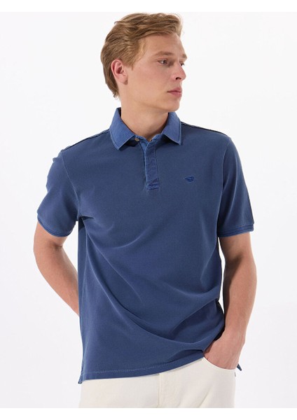 Lacivert Erkek Relaxed Nakışlı Polo T-Shirt M5SM-TST1326