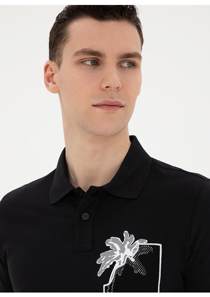 Siyah Erkek Slim Fit Baskılı Polo T-Shirt Arsan fiyatları