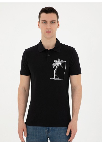 Siyah Erkek Slim Fit Baskılı Polo T-Shirt Arsan modelleri