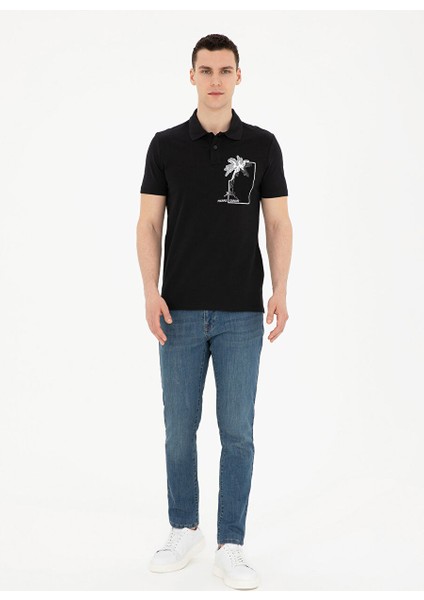 Siyah Erkek Slim Fit Baskılı Polo T-Shirt Arsan fırsatları