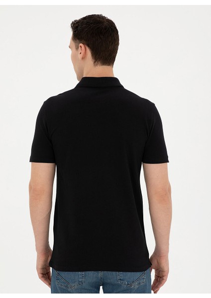 Siyah Erkek Slim Fit Baskılı Polo T-Shirt Arsan indirimleri