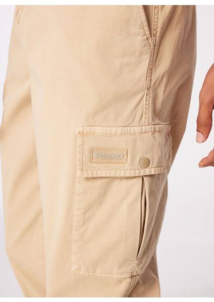 Açık Kahve Erkek Standart Fit Lastikli Paça Kargo Pantolon D4SM-PNT3802