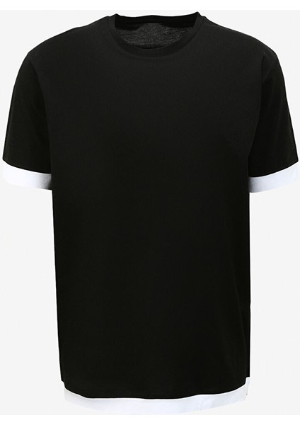 Bisiklet Yaka Gri - Siyah Erkek T-Shirt WJ16_ZJDZ