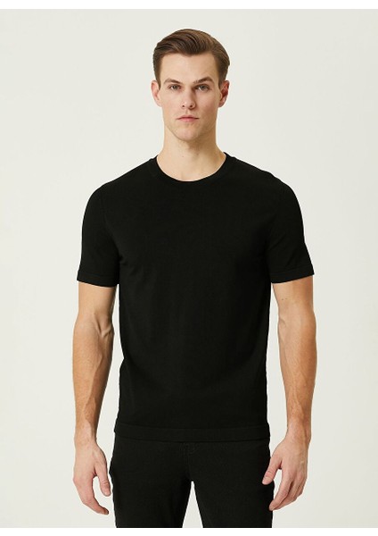 Bisiklet Yaka Slim Fit Siyah Erkek Kazak 1090425