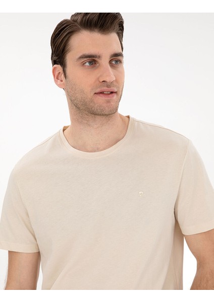 Bej Slim Fit Basic Tişört