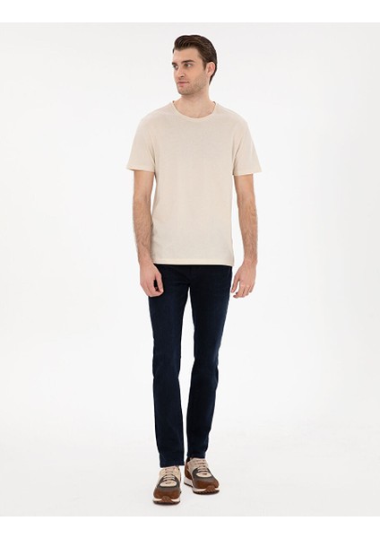 Bej Slim Fit Basic Tişört