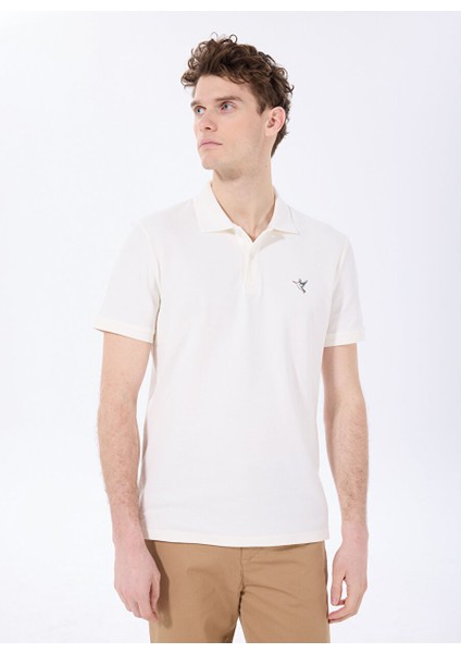 Beyaz Erkek Basic %100 Pamuk Kıvrılmaz Yaka Serin Tutma Özellikli Polo T-Shirt F5SM-TST 2779