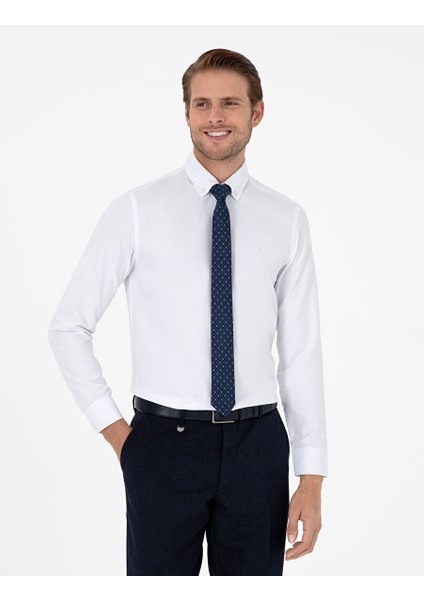 Beyaz Slim Fit Uzun Kollu Gömlek