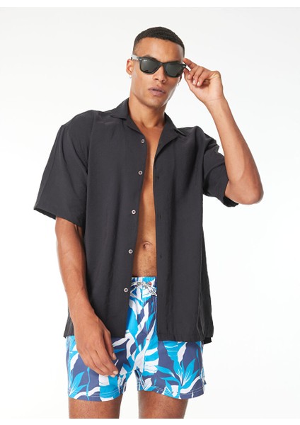 Lacivert Erkek Normal Çiçek Şort Mayo PMB10399 595 Tropıc Swımshort