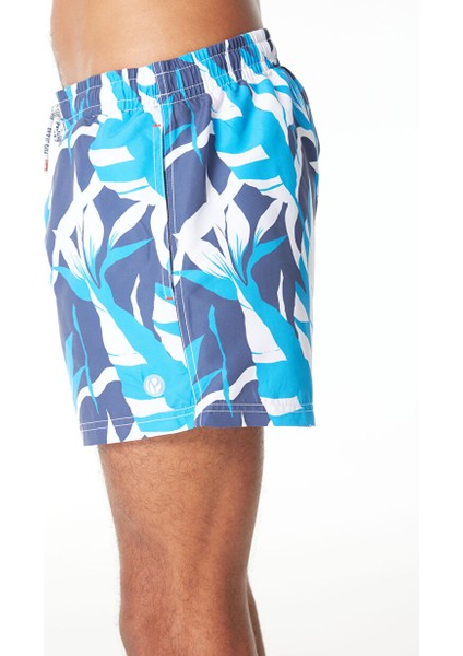 Lacivert Erkek Normal Çiçek Şort Mayo PMB10399 595 Tropıc Swımshort