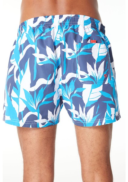 Lacivert Erkek Normal Çiçek Şort Mayo PMB10399 595 Tropıc Swımshort