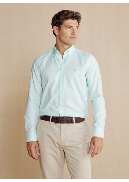 Slim Fit Düğmeli Yaka Mint Erkek Gömlek BBSS24MSH006 fiyatları