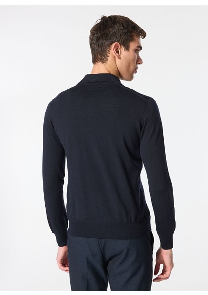Lacivert Erkek Polo Slim Fit Kazak AU-7004B Jumper Polo indirimleri