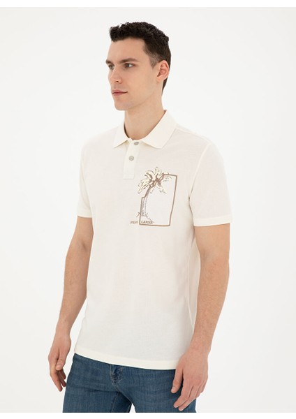 Ekru Erkek Slim Fit Baskılı Polo T-Shirt Arsan modelleri