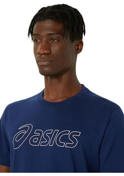 2031E188-402 Asıcs Logo Ss Tee Mavi Erkek Yuvarlak Yaka Normal Kalıp T-Shirt