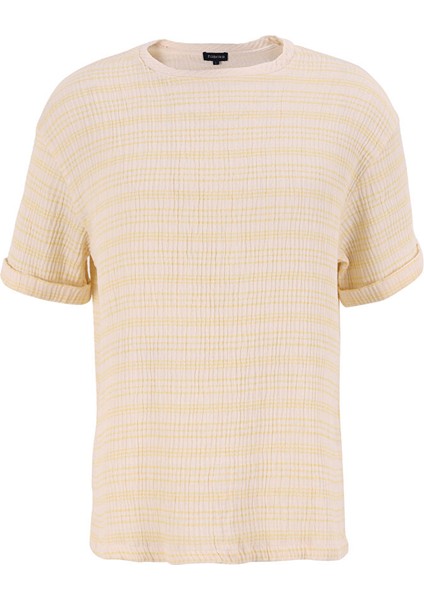 O Yaka Armürlü Sarı Erkek T-Shirt Turesa