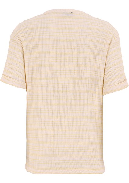 O Yaka Armürlü Sarı Erkek T-Shirt Turesa