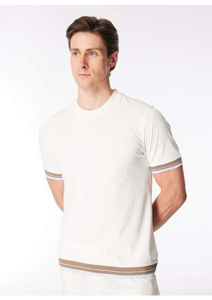 Bisiklet Yaka Kırık Beyaz Erkek T-Shirt TE2676SS T-Shirtkırık Beyaz