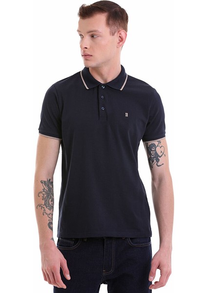 Lacivert Regular Fit Düz 100% Pamuklu Polo Yaka Tişört modelleri