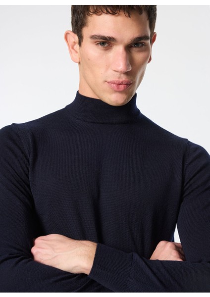 Lacivert Erkek Yarım Balıkçı Slim Fit Kazak WM19.ZMG9.U780