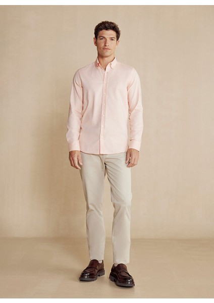 Slim Fit Düğmeli Yaka Turuncu Erkek Gömlek BBSS24MSH006 modelleri