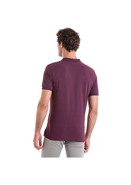 Mor Regular Fit Düz 100% Pamuklu Polo Yaka Tişört