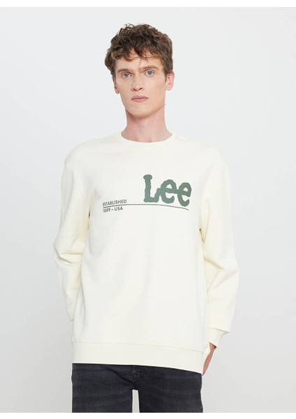 Ekru Erkek Regular Fit Sweatshirt LV25EJ