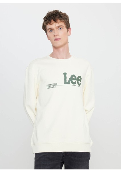 Ekru Erkek Regular Fit Sweatshirt LV25EJ