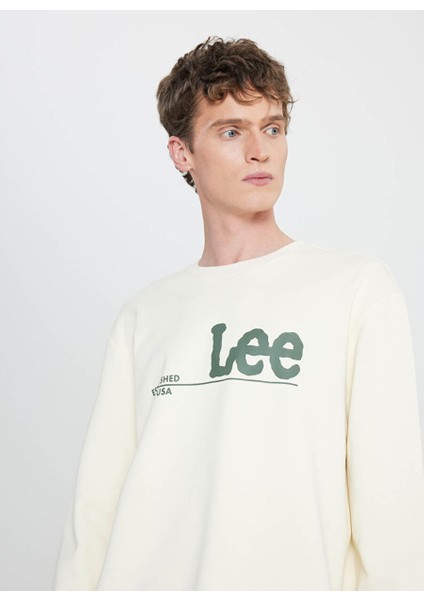 Ekru Erkek Regular Fit Sweatshirt LV25EJ