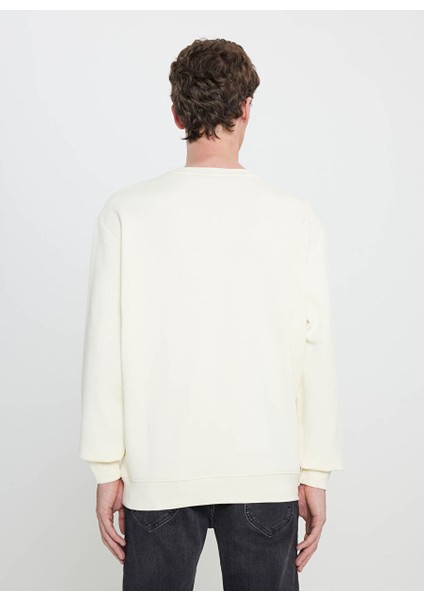Ekru Erkek Regular Fit Sweatshirt LV25EJ