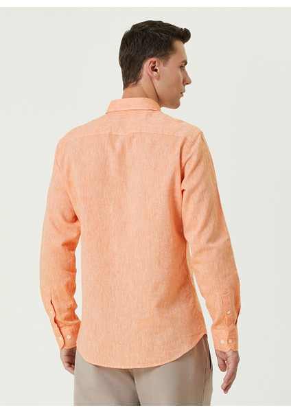 Slim Fit Gömlek Yaka Turuncu Erkek Gömlek 1090733