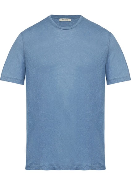 Bisiklet Yaka Mavi Erkek T-Shirt Mr Figui