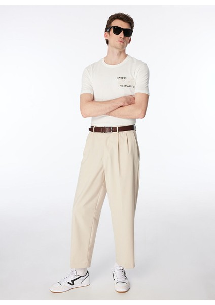Kırık Beyaz Erkek O Yaka Relaxed Baskılı T-Shirt FS4SM-TST 0517 modelleri