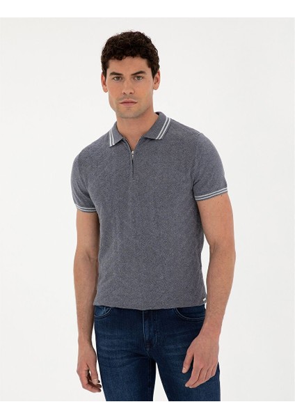 Mavi Erkek Slim Fit Armürlü Kazak Talsı