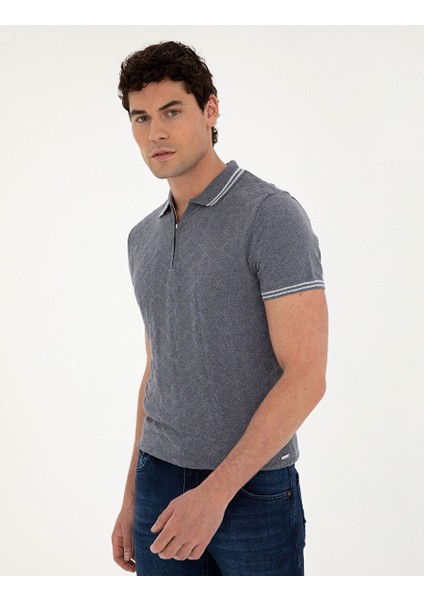 Mavi Erkek Slim Fit Armürlü Kazak Talsı modelleri