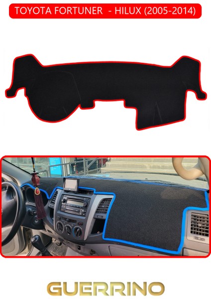 Toyota Fortuner - Hılux 2005-2014TORPİDO Koruma Halısı Kırmızı Kenar