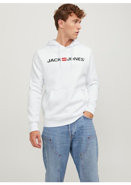 Beyaz Erkek Kapüşon Regular Fit Sweatshirt Jjecorp Old Logo Sweat Hood Noos