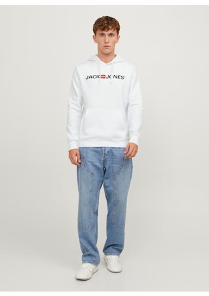 Beyaz Erkek Kapüşon Regular Fit Sweatshirt Jjecorp Old Logo Sweat Hood Noos fırsatları