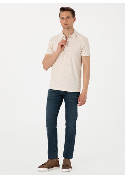 Bej Erkek Slim Fit Jakarlı Polo T-Shirt Delıne fırsatları