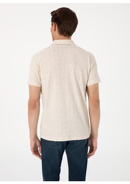 Bej Erkek Slim Fit Jakarlı Polo T-Shirt Delıne indirimleri