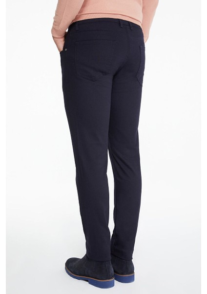 Lacivert Slim Fit Düz Pamuklu 5 Cep Kot Pantolon
