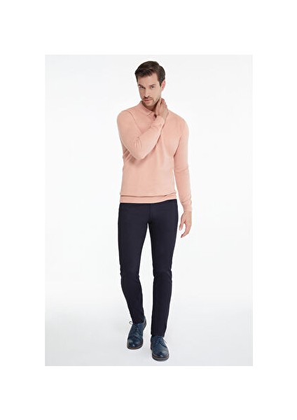 Lacivert Slim Fit Düz Pamuklu 5 Cep Kot Pantolon