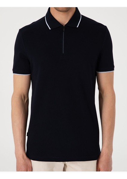 Lacivert Slim Fit Polo Yaka Tişört