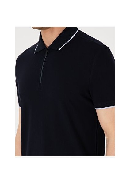 Lacivert Slim Fit Polo Yaka Tişört
