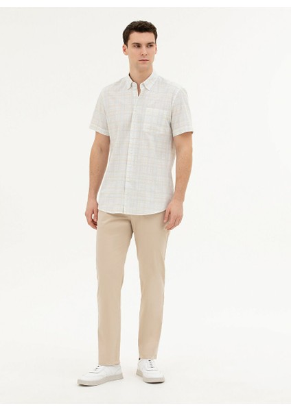 Normal Bel Normal Paça Regular Fit Bej Erkek Pantolon Rıver