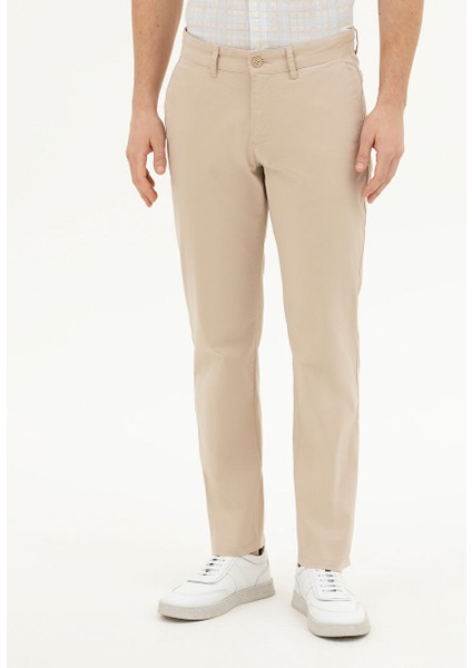 Normal Bel Normal Paça Regular Fit Bej Erkek Pantolon Rıver