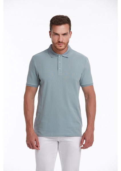 Mavi Regular Fit Düz 100% Pamuklu Polo Yaka Tişört