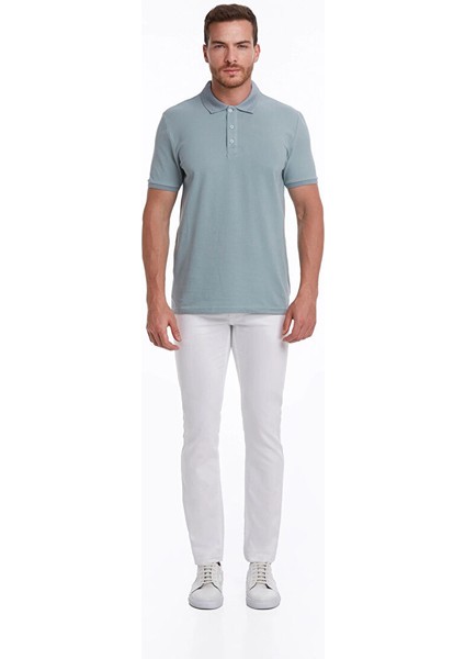 Mavi Regular Fit Düz 100% Pamuklu Polo Yaka Tişört