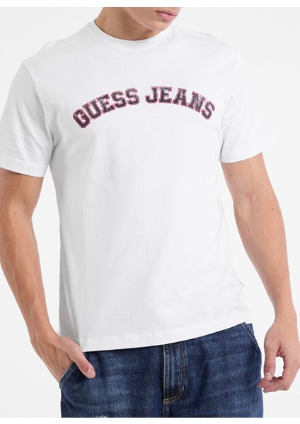 Beyaz Erkek Regular Fit Desenli T-Shirt M5RI75K8FQ4G011 Gj Ss Cn Reg Colle