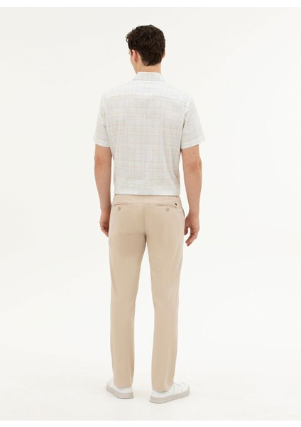 Normal Bel Normal Paça Regular Fit Bej Erkek Pantolon Rıver
